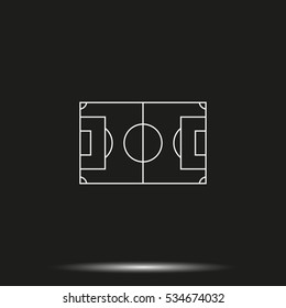 Soccer field flat vector icon isolated on black.