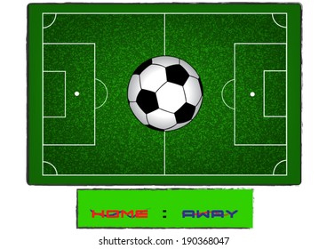 soccer field or football field and soccer ball on white background 