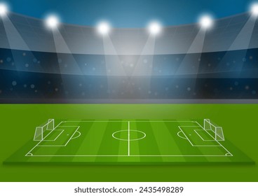 Soccer Field or Football Court. Vector Illustration. 