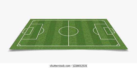 Soccer field or football field isolated on white background. Perspective elements. Vector illustration.