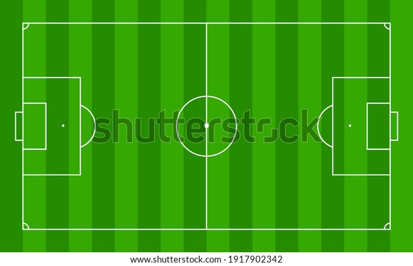 Soccer field. Football pitch. Stadium with green\
grass. Green texture with stripes and white lines, corner, penalty,\
center. Plan of football area for training and championship.\
Football match. Vector