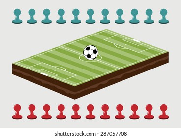 soccer field or football field with player pin vector