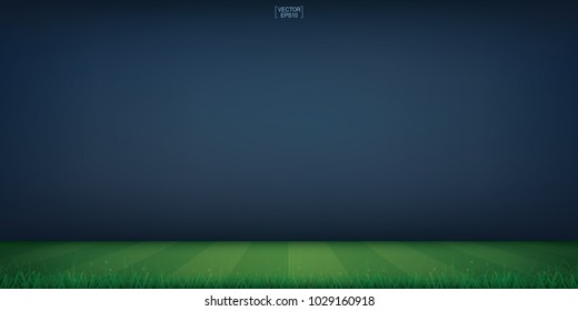 Soccer field or football field stadium background. Vector illustration.