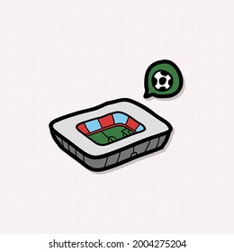 Soccer field, football stadium, colored doodle icon. vector illustration.