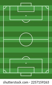 Soccer field. Football stadium. Green line grass isolated on white background for design prints. Overhead top view. Front yard. Border frame sport play. Formation competition. Vector illustration