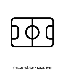 Soccer field, football stadium, linear outline icon of sport. Black icon on white background