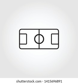 Soccer field, football stadium, linear outline icon of sport. Black icon on white background