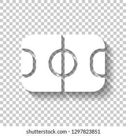 soccer field, football stadium, sport icon. White icon with shadow on transparent background