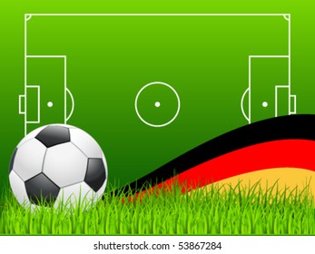 soccer field and german flag - vector illustration