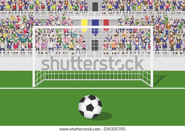 Soccer Field Goal Ball Crowd Grandstand Stock Vector Royalty Free