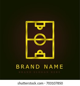Soccer field golden metallic logo