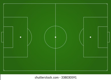 Soccer field.  Green football stadium Top view.  Vector illustration. 