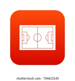 Soccer field icon digital red for any design isolated on white vector illustration