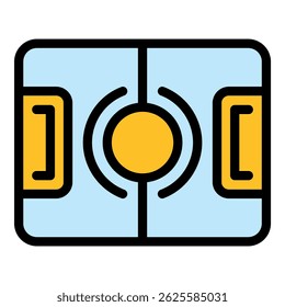 Soccer field icon. Outline soccer field vector icon color flat isolated