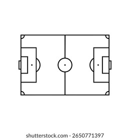 soccer field icon over white background, line style, vector illustration