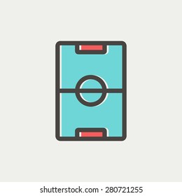 Soccer field icon thin line for web and mobile, modern minimalistic flat design. Vector icon with dark grey outline and offset colour on light grey background.