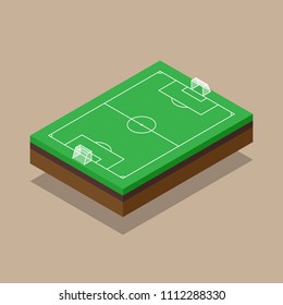 Soccer field isometric flat design, vector illustration