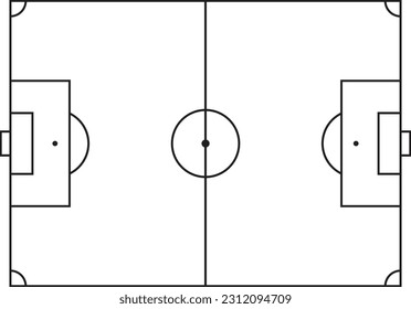 Soccer field line art illustration isolated in white background
