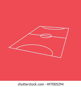 Soccer Field Line Icon On Red Background