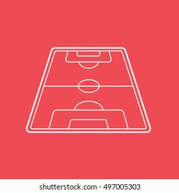 Soccer Field Line Icon On Red Background
