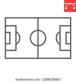 Soccer field line icon, sport and arena, football field vector icon, vector graphics, editable stroke outline sign, eps 10.