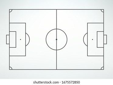 Soccer field in line style. Football field on white background. Top view.