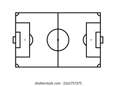 Soccer field in line style. Football field icon. Vector illustration of playground on white background. Top view. Coach table for tactic presentation for players. Sports strategy.