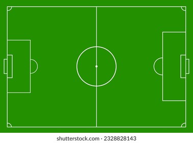 Soccer field in line style. Football field on green background.