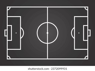 Soccer field in line style. Football field icon. Vector illustration of playground on background. Top view. Sports strategy. Coach table for tactic presentation for players.