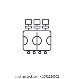 Soccer field linear icon concept. Soccer field line vector sign, symbol, illustration.