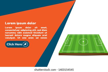 soccer field and modern banner design. Soccer invitation football sports