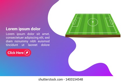 soccer field and modern banner design. Soccer invitation football sports