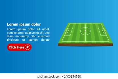 soccer field and modern banner design. Soccer invitation football sports
