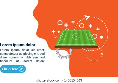 soccer field and modern banner design. Soccer invitation football sports