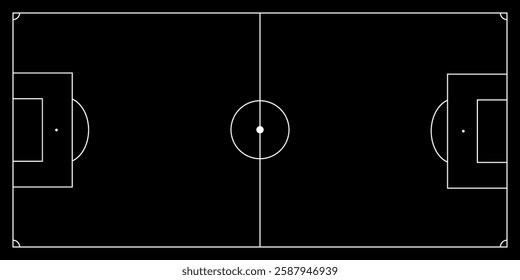 Soccer field on black background, tactic field