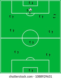 The Soccer field, on green background. The Vector.