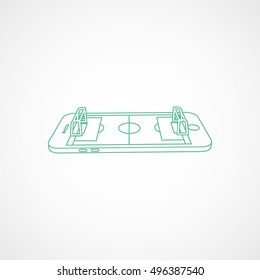 Soccer Field On Mobile Phone Display Green Line Icon On White Background