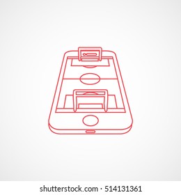 Soccer Field On Mobile Phone Display Red Line Icon On White Background