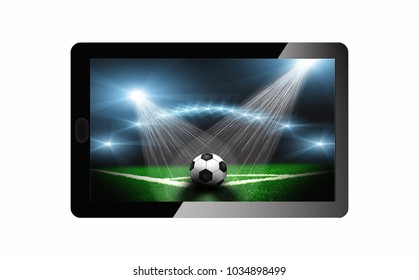 soccer field on a tablet,vector illustration