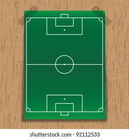  Soccer field on wooden backgrounds.