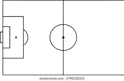 Soccer field outline icon with modern thin line stadium pitch vector isolated design