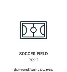 Soccer field outline vector icon. Thin line black soccer field icon, flat vector simple element illustration from editable sport concept isolated on white background