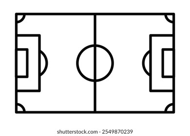 Soccer field outline vector icon. Editable stroke.