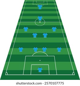 soccer field in perspective with tactics