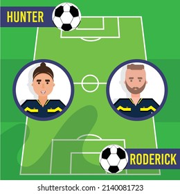 Soccer field with player positions Vector