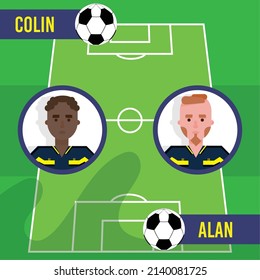 Soccer field with player positions Vector