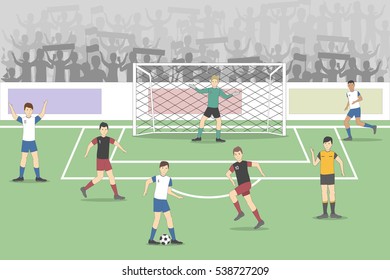 Soccer field with players. Competition. Soccer player on the stadium.