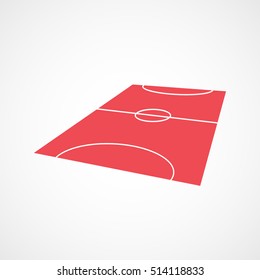 Soccer Field Red Flat Icon On White Background