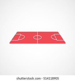 Soccer Field Red Flat Icon On White Background
