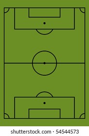 Soccer field, right proportion and field measures. Vector.